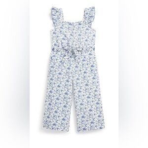 Polo Ralph Lauren Girls Floral Jumpsuit Wide Leg Blue And White NWT Size 14
